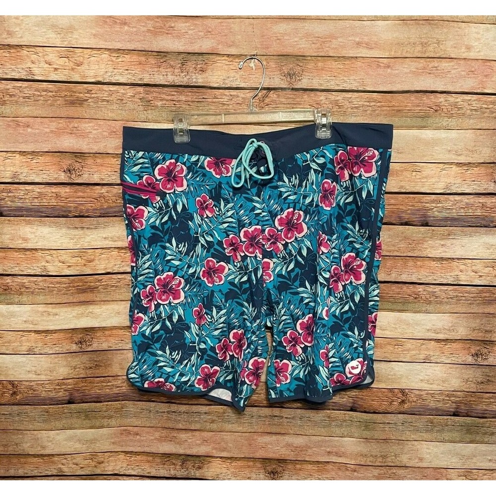 Vineyard Vines Board Shorts Mens 40 Blue Pink Floral Drawstring Swim Colorful 9"